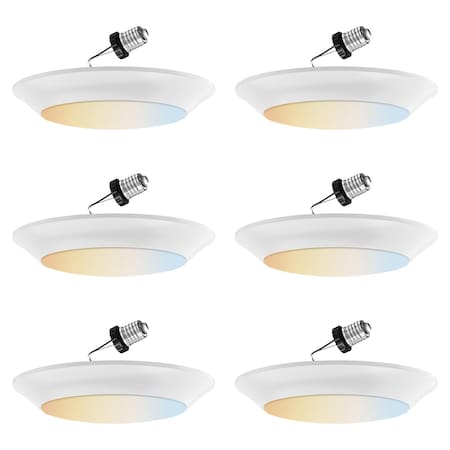Sunlite 7-in Round 15W CCT Switch 27K/30K/35K/40K/50K Dimmable Flush Light Hardwire/Retrofit Fixture, 6PK 41870-NS